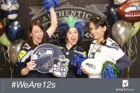 The team at Smartsheet got in the spirit to support the home team on Blue Friday before the big game - Tonight We PartyBooth! Bellevue Photo Booth ©2015 PartyBoothNW.com